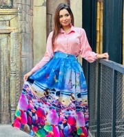 Victorian Design Silk Fabric's Skirt & Tops Set-ST-002