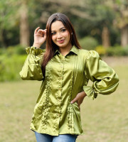 Satin Silk Fabric's Ladies Shirt-TOP-001